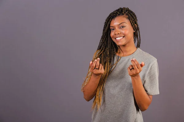 Junger Afro Brasilianer Winkt Mit Den Händen Komm Komm Her — Stockfoto