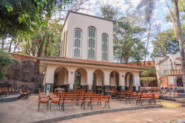 Ribeiro Preto Sao Paulo Brazil - 15 Haziran 2022: Ribeiro Preto şehrinden yedi kilise ve kilise seti.