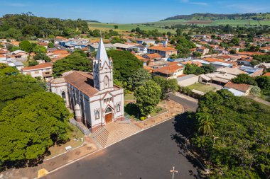 Sertozinho, Sao Paulo, Brezilya - Haziran 2022: Sertozinho 'nun havadan görünüşü. Şehir merkezi.