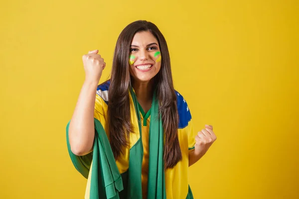 Sostenitrice Del Brasile Coppa Del Mondo 2022 Campionato Calcio Usando — Foto Stock