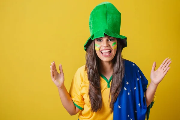 Sostenitrice Del Brasile Coppa Del Mondo 2022 Indossa Tipico Costume — Foto Stock