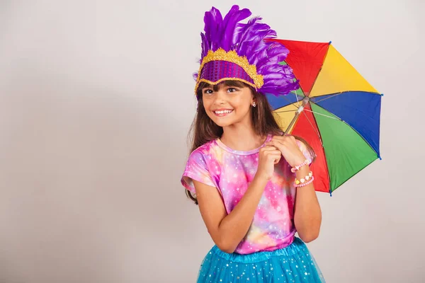 Schöne Brasilianerin Kind Verkleidet Für Den Karneval Brasilien Lächeln Mit — Stockfoto