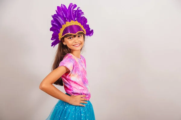 Beautiful Brazilian Girl Child Dressed Carnival Brazil Hands Hips — Stock Photo, Image