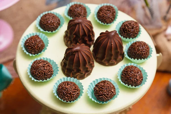 Een Portie Chocolade Gevuld Met Marshmallow Braziliaans Zoet Snoep Voor — Stockfoto