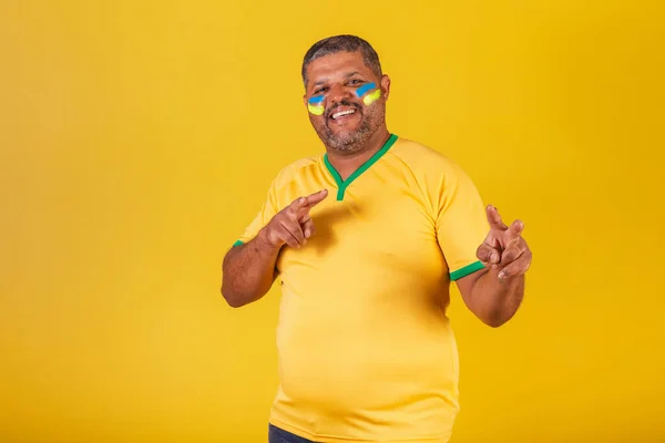 Hombre Negro Brasileño Fanático Del Fútbol Brasil Paz Amor Godvibes — Foto de Stock