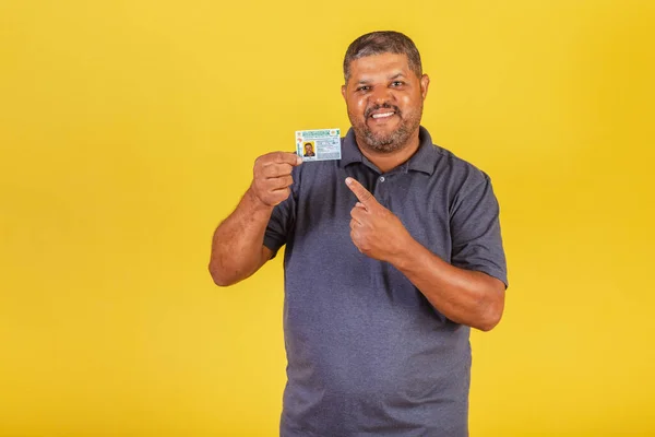 Braziliaanse Zwarte Man Volwassene Met Rijbewijs Braziliaanse Document — Stockfoto