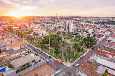 Batatais, Sao Paulo, Brezilya - Haziran 2022: Batatais şehrinin hava görüntüsü