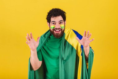 Brezilyalı, sakallı, Brezilyalı futbol fanatiği, hayran, vay canına, inanılmaz, inanılmaz.