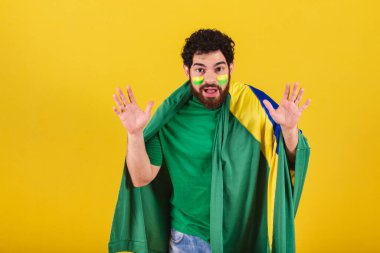 Brezilyalı, sakallı, Brezilyalı futbol fanatiği, hayran, vay canına, inanılmaz, inanılmaz.