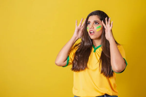 Donna Sostenitrice Del Brasile Coppa Del Mondo 2022 Campionato Calcio — Foto Stock