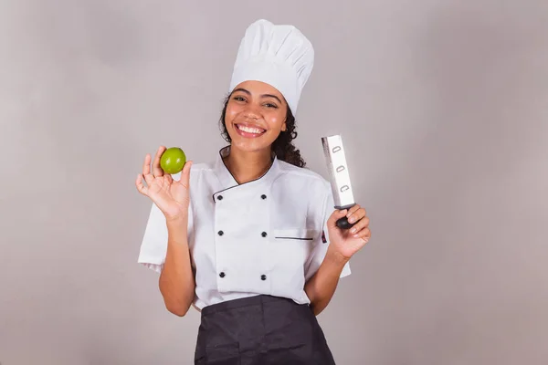 Young Black Brazilian Woman Cook Holding Grater Lemon Removing Lemon — Stock Photo, Image