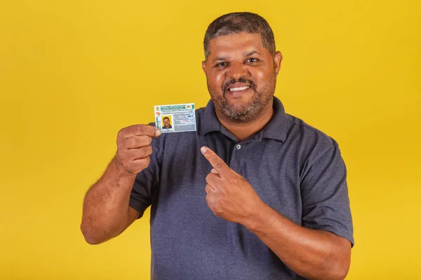 Brasileiro Negro Adulto Com Carteira Motorista Documento Brasileiro — Fotografia de Stock