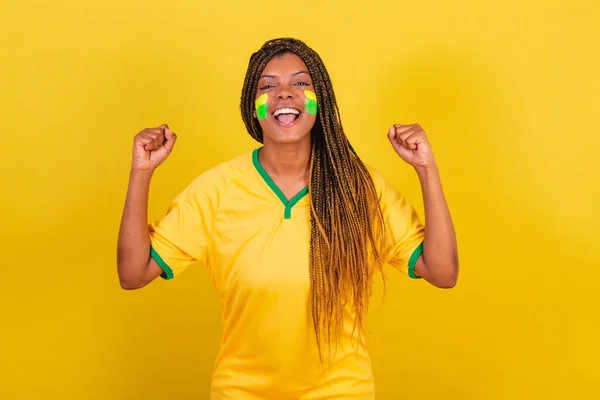 Jovem Futebol Brasileiro Celebrar Vibrar Seleção Brasil Futebol — Fotografia de Stock