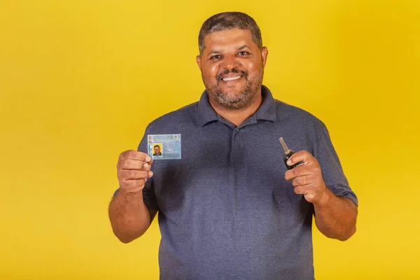 Brazilian Black Male Adult Driver License Brazilian Document Car Key — Stock Photo, Image