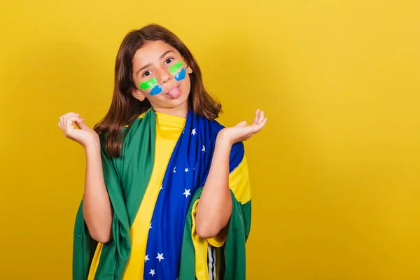 Brazilský Běloch Fotbalový Fanoušek Žertování Šklebící Hravý Výraz Mistrovství Světa — Stock fotografie
