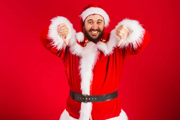 Brasilianischer Mann Gekleidet Weihnachtsmann Klamotten Mag Zeichen Nicht — Stockfoto