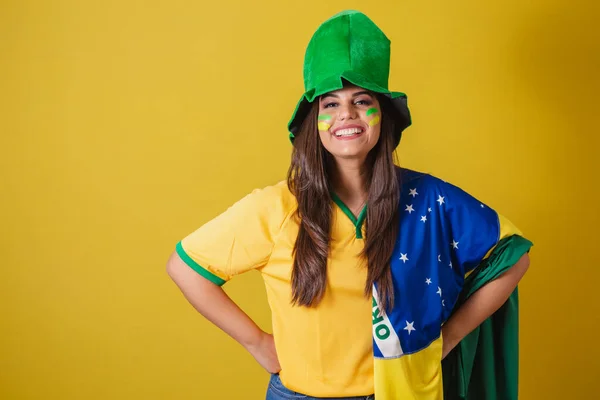 Sostenitrice Del Brasile Coppa Del Mondo 2022 Indossa Tipico Vestito — Foto Stock