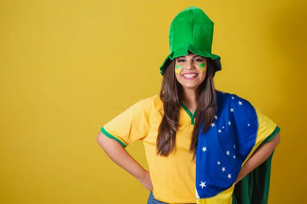 Brezilya Nın Kadın Taraftarı 2022 Dünya Kupası Maça Gitmek Için — Stok fotoğraf