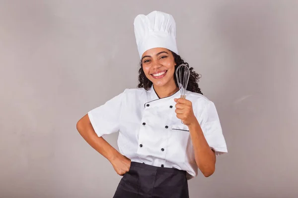 Jeune Femme Brésilienne Noire Cuisinière Chef Cuisinier Tenue Fue Préparation — Photo