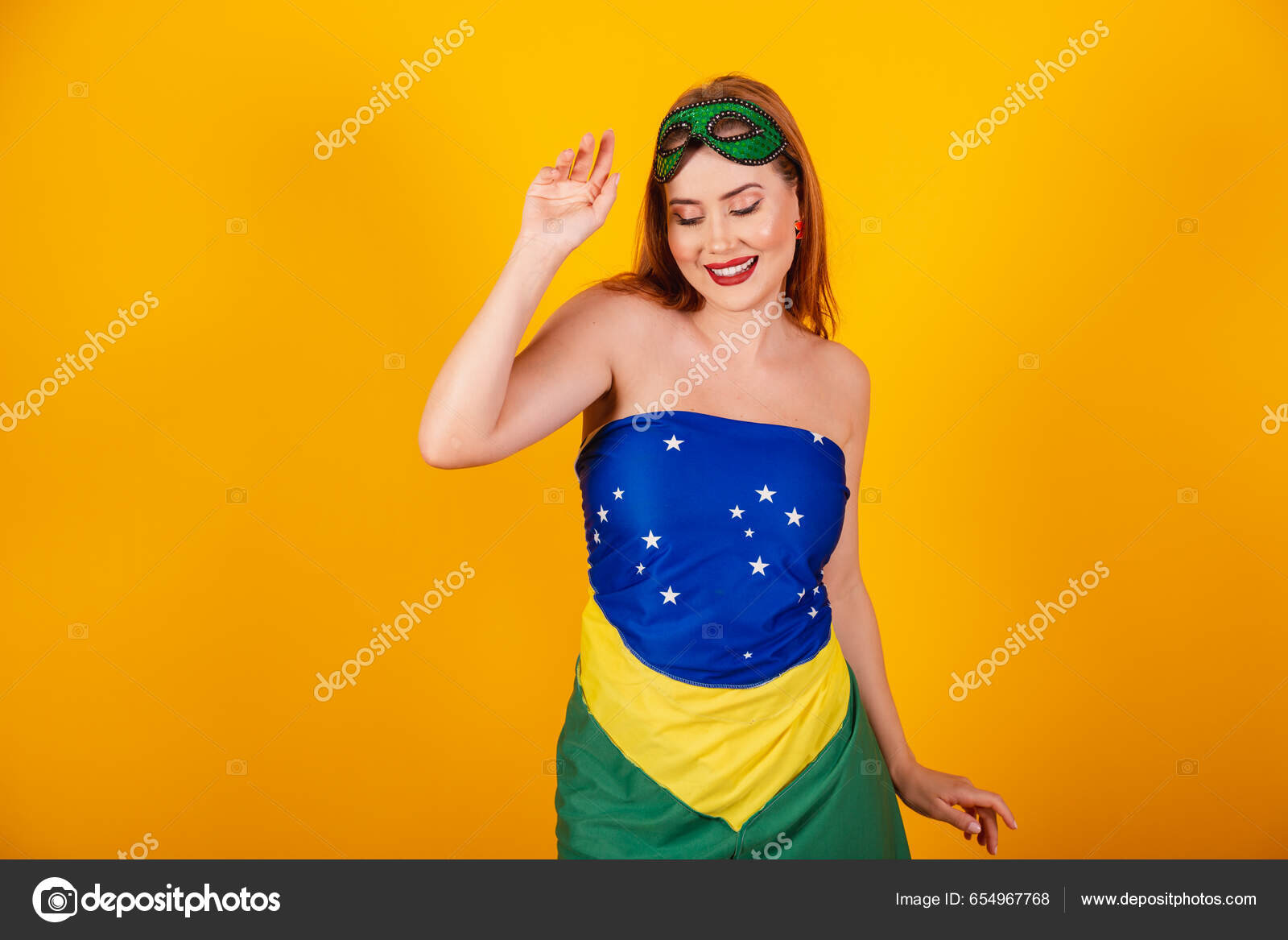 Smuk Brasiliansk Pige Karneval Tøj Lavet Med Brasilien — Stock-foto © Ibstock