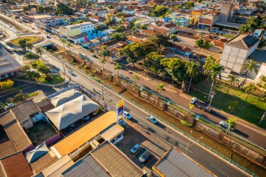 Sertozinho, Sao Paulo / Brazil - Haziran 2022: Sertozinho 'nun havadan görünüşü. Av. Antonio Paskoal.