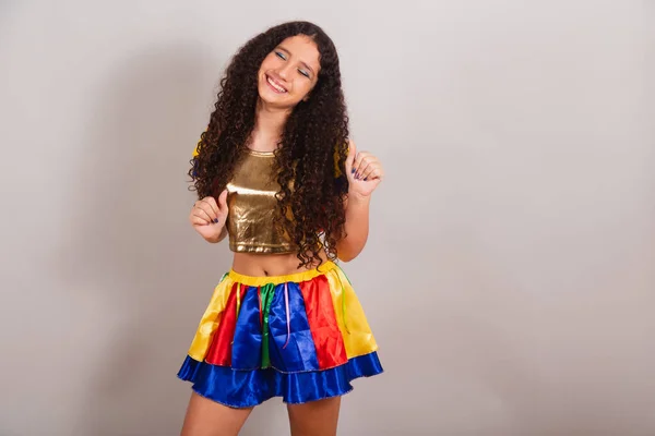 Mladá Dívka Brazilka Frevo Oblečením Karneval Taneční Samba — Stock fotografie
