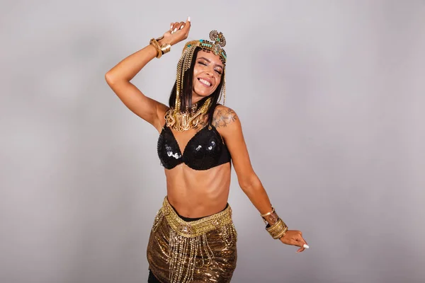 Horizontal Half Body Shot Beautiful Brazilian Woman Carnival Clothes Dancing — Stock Photo, Image
