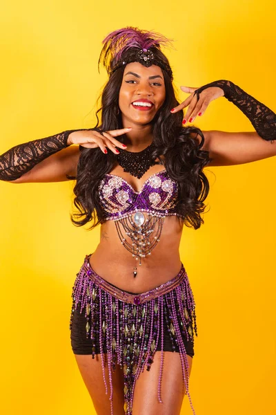 Vertical Shot Half Body Beautiful Black Brazilian Woman Carnival Clothes — Stock Photo, Image