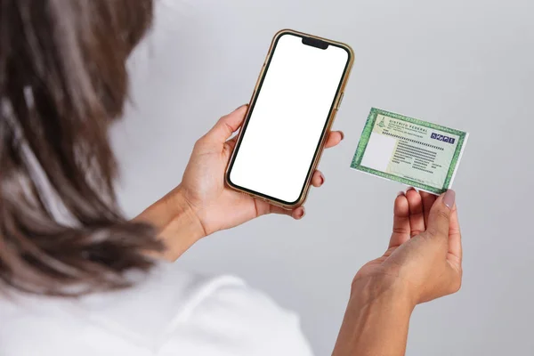 Brazilian Identity Card Document Smartphone White Screen Advertisements — Stock Photo, Image