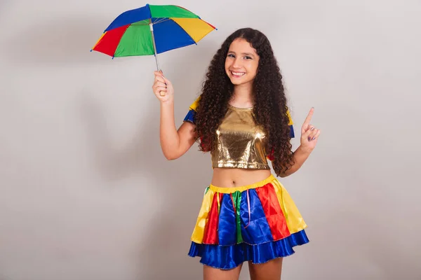Jovem Adolescente Brasileira Com Roupas Frevo Carnaval Dança Frevo — Fotografia de Stock