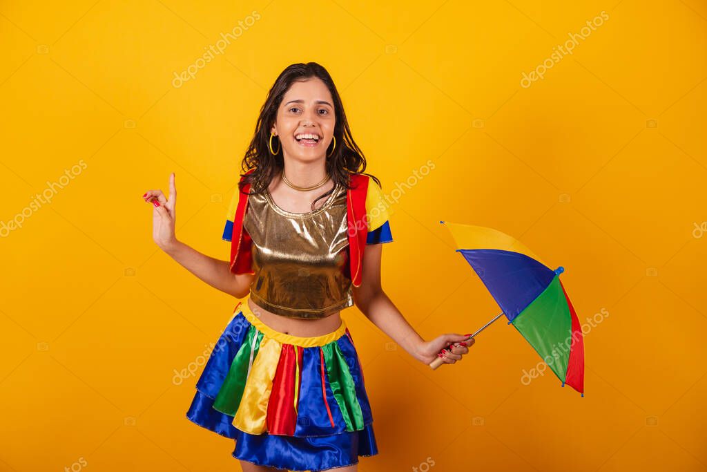 Bella Donna Brasiliana Abiti Carnevale Con Abiti Frevo Colorato - Main Image
