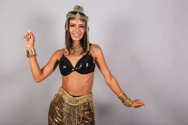 Horizontal Half Body Shot Beautiful Brazilian Woman Carnival Clothes Dancing — Stock Photo, Image