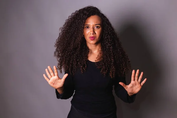 Femme Afro Faveur Sensibilisation Aux Fémicides Violence Domestique Dire Stop — Photo