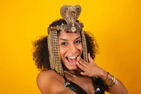 Mooie Zwarte Braziliaanse Vrouw Cleopatra Carnaval Kleding Close Foto Zelfportret — Stockfoto