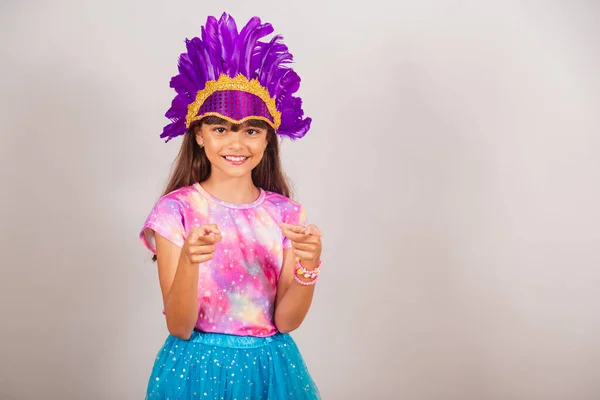 Schöne Brasilianerin Kind Verkleidet Für Den Karneval Brasilien Zeige Auf — Stockfoto