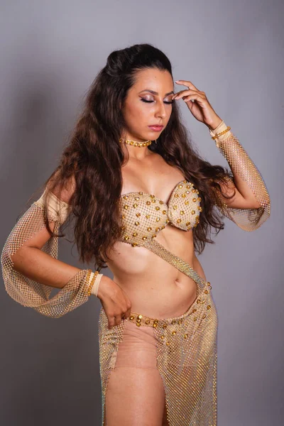 Beautiful Brazilian Woman Dresses Belly Dancing Dancer Traditional Arabian Traditional — Stock Photo, Image