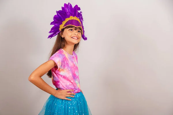 Schöne Brasilianerin Kind Verkleidet Für Den Karneval Brasilien Mit Den — Stockfoto