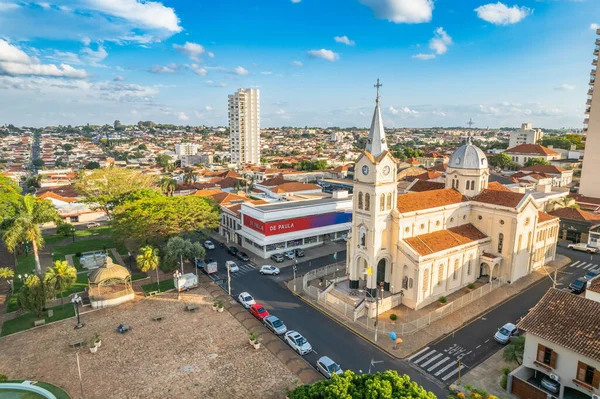 stock image Jaboticabal, So Paulo,Brazil - Around October 2022: Nossa Senhora Carmo Main Church and main square Joaquim Batista de Jaboticabal.