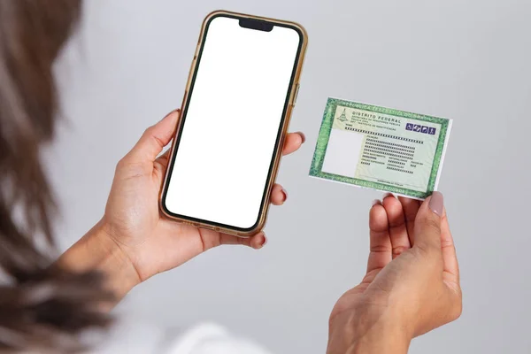 Brazilian Identity Card Document Smartphone White Screen Advertisements — Stock Photo, Image