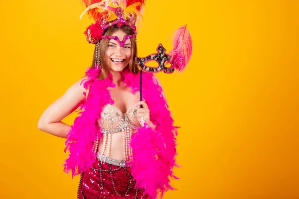 Hermosa Mujer Brasileña Rubia Con Ropa Reina Escuela Samba Carnaval —  Fotos de Stock
