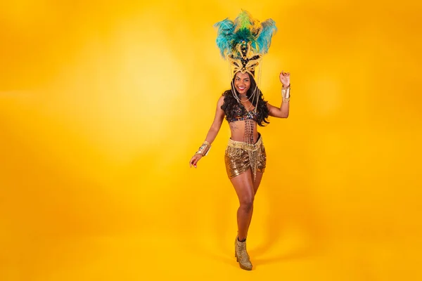 横向照片 身穿狂欢节服装的巴西黑人妇女 — 图库照片