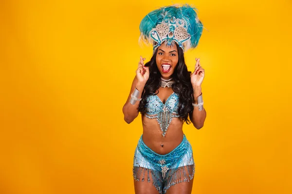 Horizontal Half Body Shot Beautiful Black Brazilian Woman Carnival Clothes Stock Picture