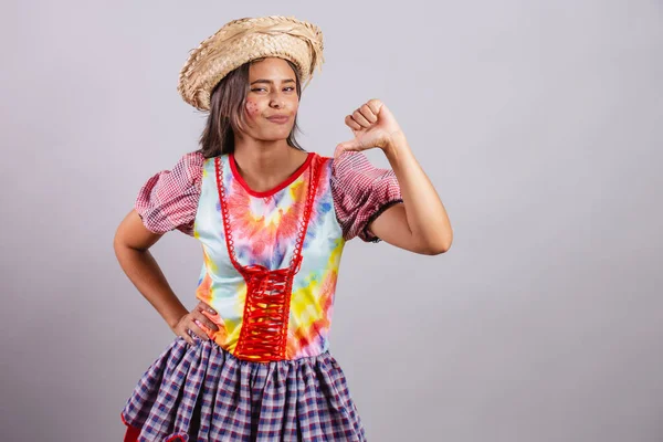 Taşra Kıyafetleri Giyen Brezilyalı Kadın Joo Partisi Junina Partisi Hoşlanmamak — Stok fotoğraf