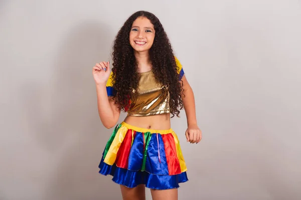 Νεαρή Έφηβη Βραζιλιάνα Ρούχα Frevo Καρναβάλι Χορεύτρια Σάμπα — Φωτογραφία Αρχείου