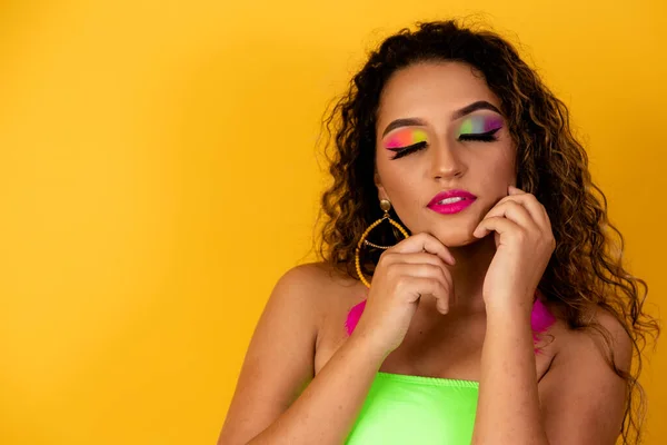 Karneval Makeup För Att Fira Brasiliens Karneval Makeup Trend Och — Stockfoto
