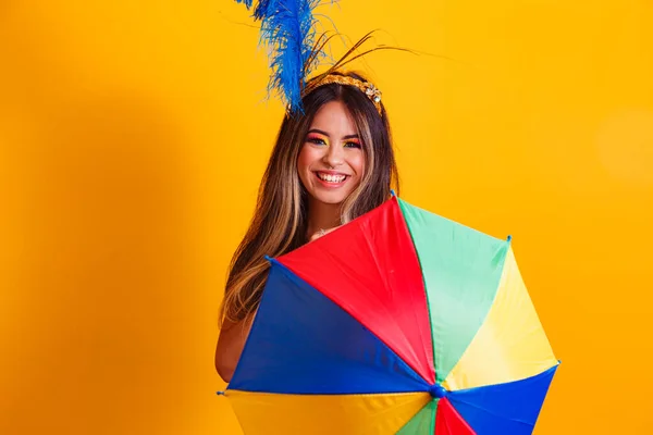 Jong Mooi Vrouw Gekleed Voor Carnaval Met Ruimte Voor Tekst — Stockfoto