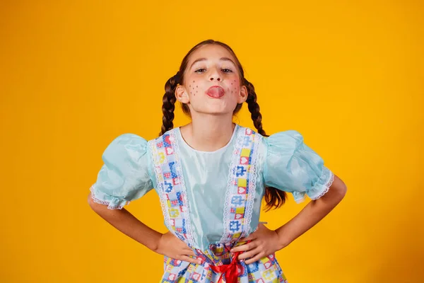 Παιδί Τυπικά Ρούχα Του Διάσημου Βραζιλιάνικου Κόμματος Festa Junina Για — Φωτογραφία Αρχείου