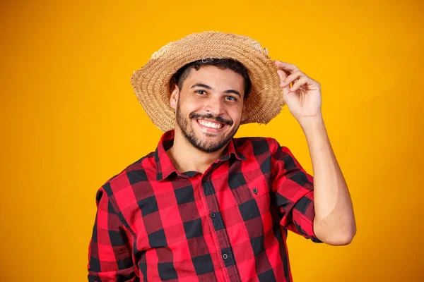 Hombre Brasileño Vestido Con Ropa Típica Para Festa Junina — Foto de Stock