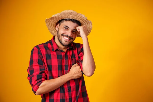 Brazilský Muž Sobě Typické Oblečení Pro Festa Junina — Stock fotografie