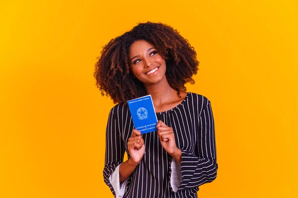 Femme Brésilienne Avec Travail Document Sécurité Sociale Carteira Trabalho Previdencia — Photo